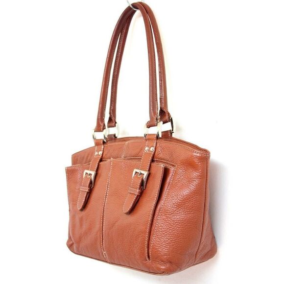 COPY - ROOMY Tignanello PEBBLED BROWN GENUINE LEATHER SHOULDER BAG TOTE HANDBAG… - Picture 3 of 10